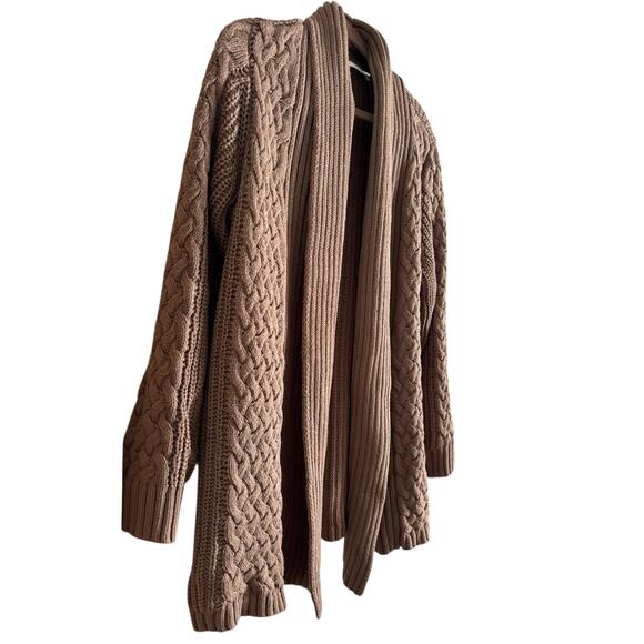Haven Well Within Women’s Cable Knot Flyaway Cardigan Size Large Brown - Picture 3 of 6